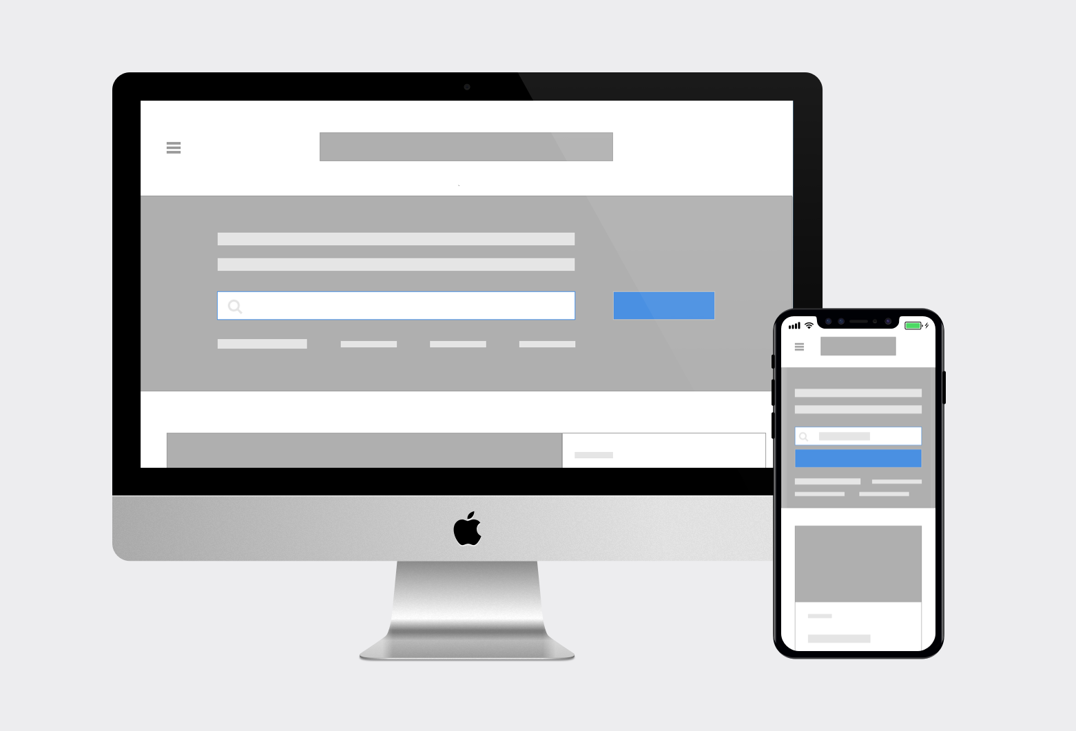 Desktop and mobile wireframes on Information centrum for building sustainable